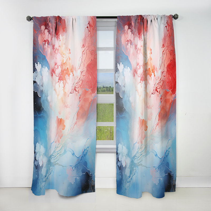 Lister feu et glace Tachisme Drift I - Rideau Tachisme - Velours obscurcissant - 1 panneau, L 52 po x L 90 po