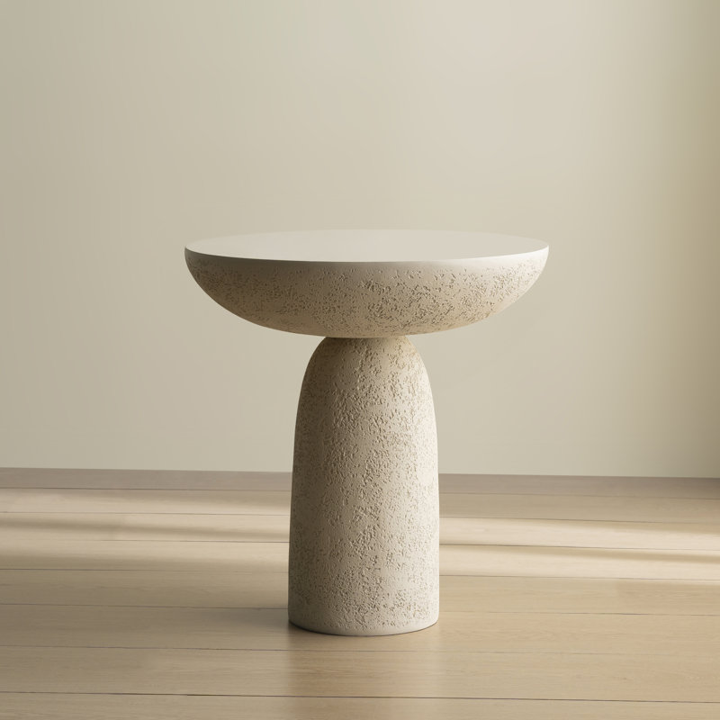 Fiberglass Mushroom-Shaped Accent Table, Ivory 