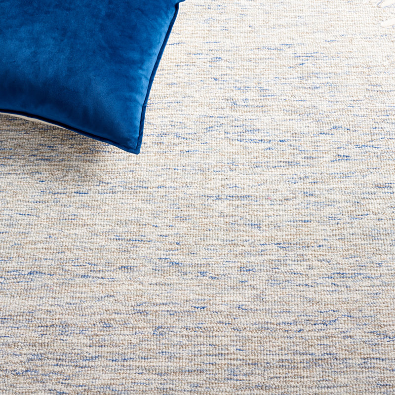 Tapis bleu / ivoire en laine / coton touffeté à la main Antonitte, Rectangle 2 pi 3 po x 4 pi
