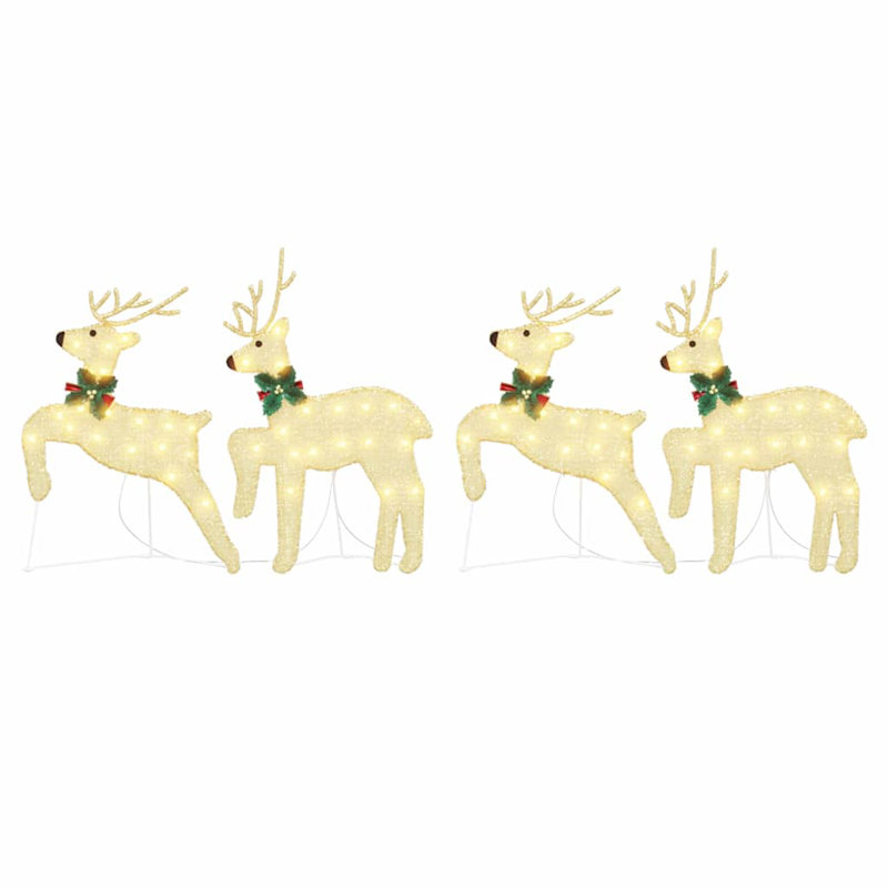 vidaXL LED Reindeers Fabric, Gold