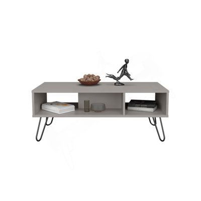 Table basse, quatre pieds, deux tablettes