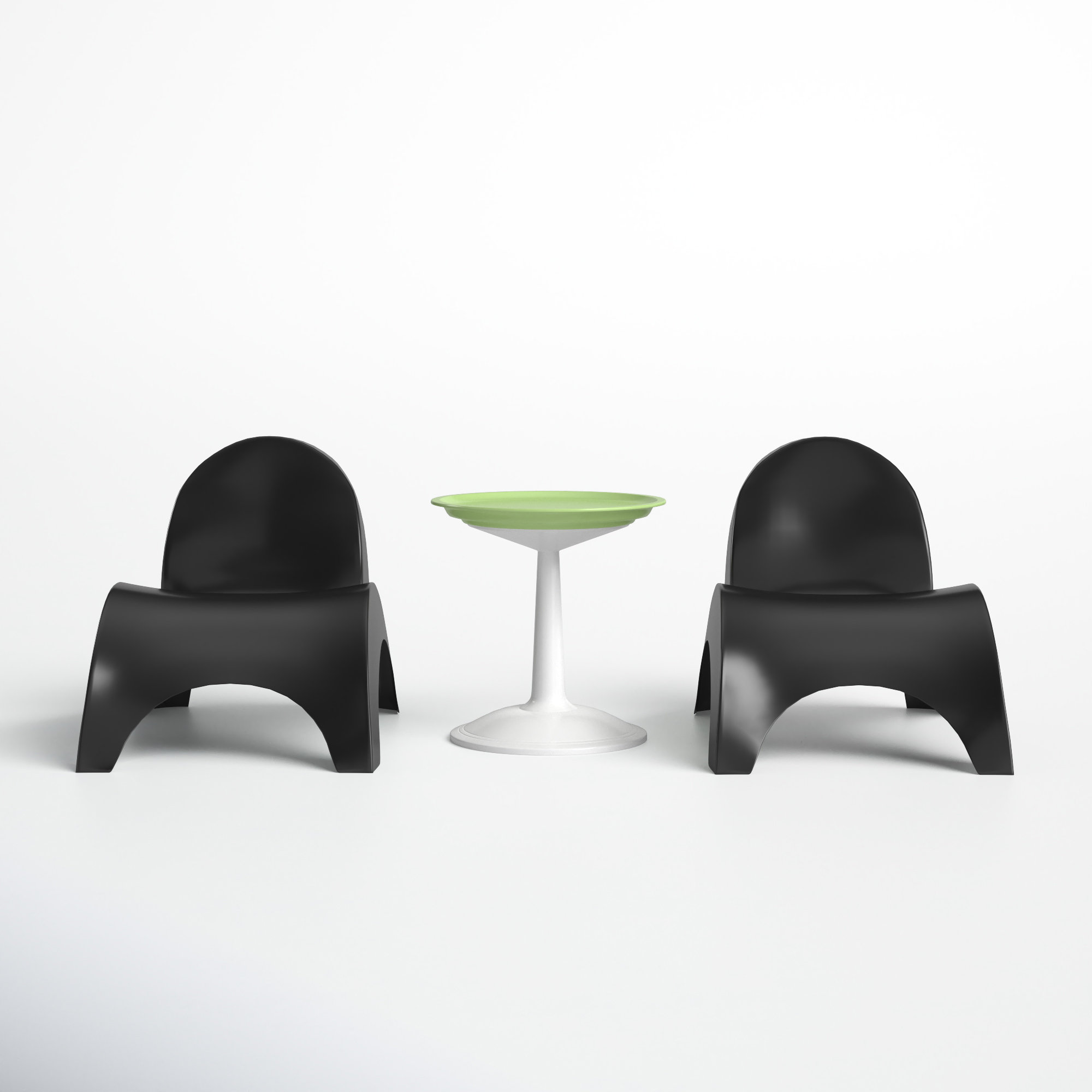 Ameswood Plastic Chaise Lounge Set with Table, Black/Green