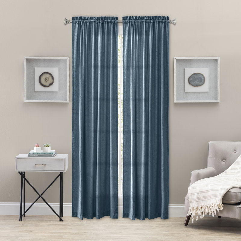 Paulisha Semi Sheer Single Panel, 48" W x 63" L, Blue