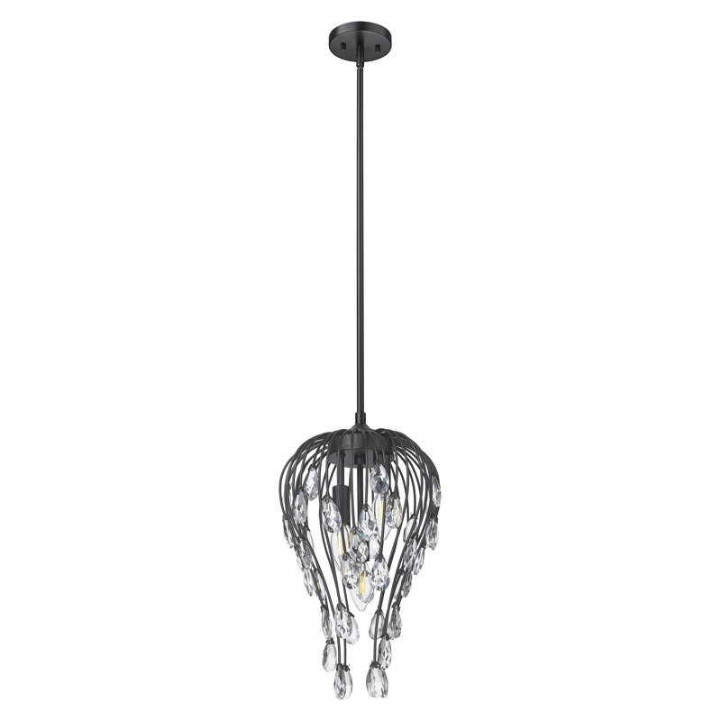 Luminaire suspendu noir mat 3 lumières Gabriella, Noir mat