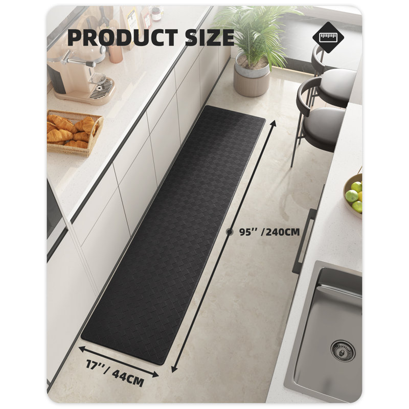 Devarian Water Resistant Anti-Fatigue Kitchen Mat, Black, Runner 1'4" x 3'9"