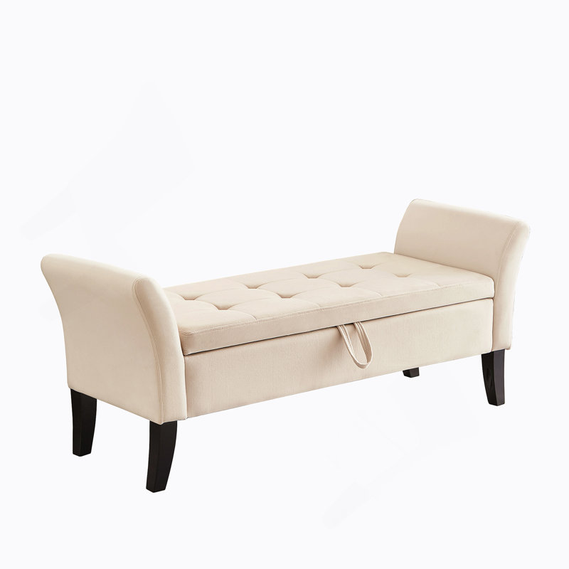 Banc rembourré 51,5 po avec rangement, Beige