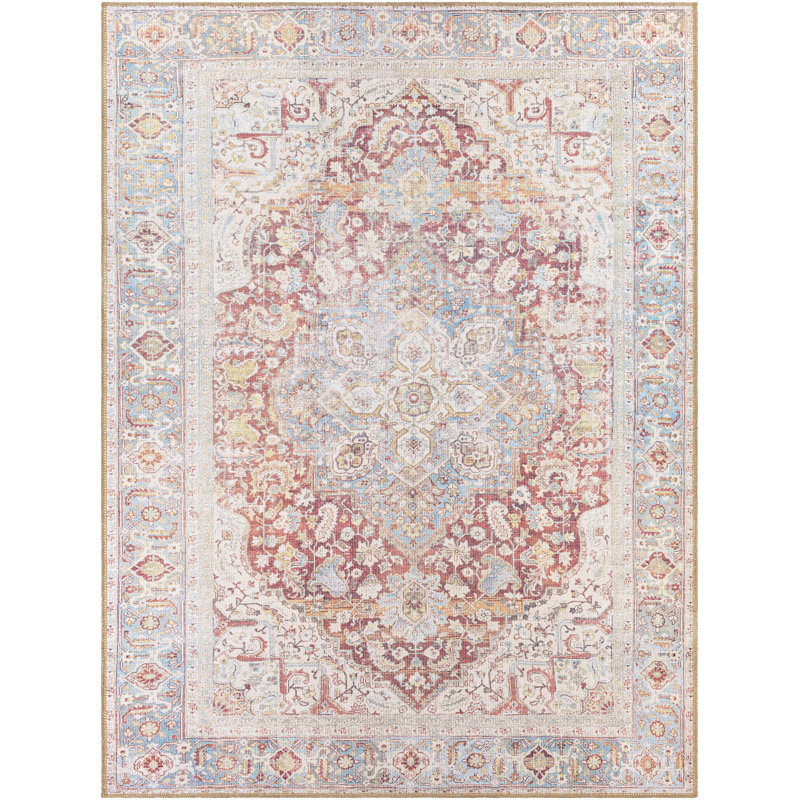 Chavarria Oriental Blue/Red/Beige Area Rug, Rectangle 8'10" x 12'