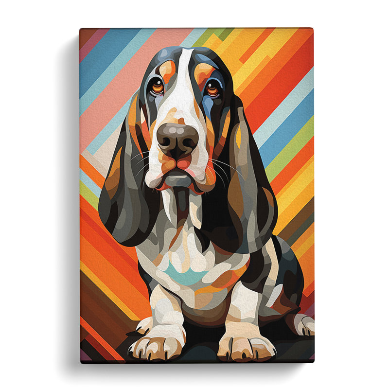 Basset Hound Op - Wrapped Canvas, 50cm H x 35cm W x 3cm D