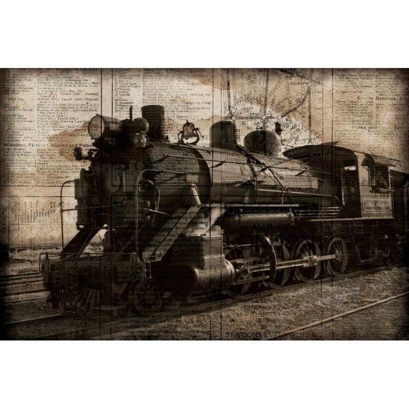 Newprint Train - Wrapped Canvas Art Prints, 81cm H x 122cm W