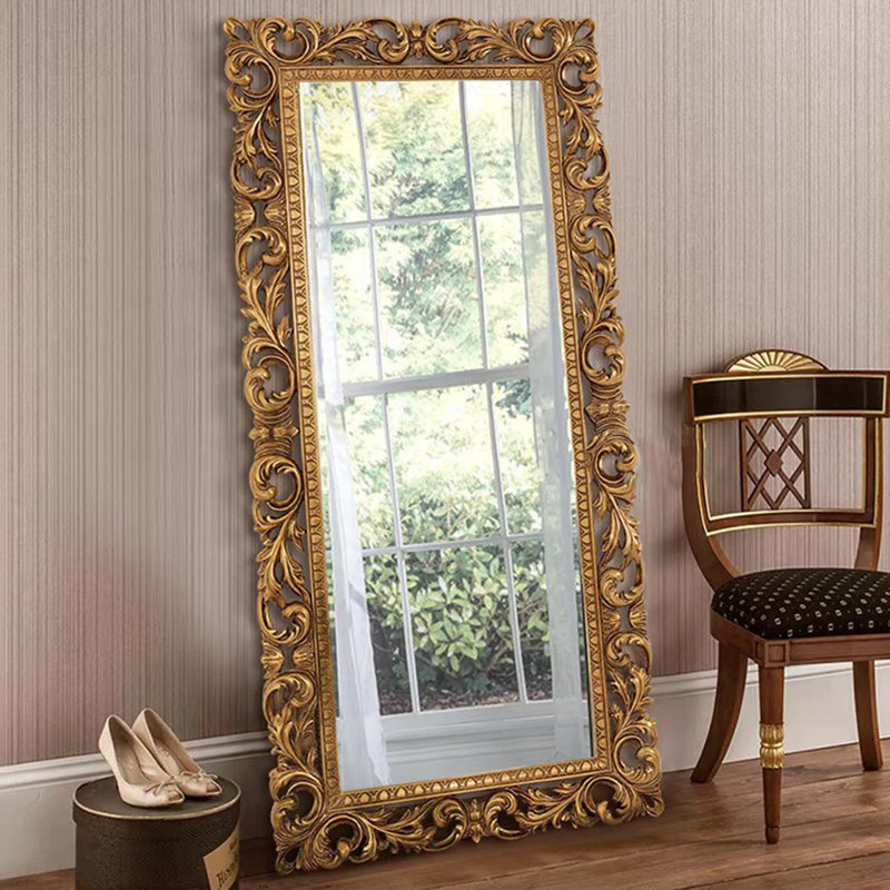 French-Style Vintage Wall-Mounted And Floor-Standing Dual-Purpose Full-Length Mirror, 70.87” x 31.5”