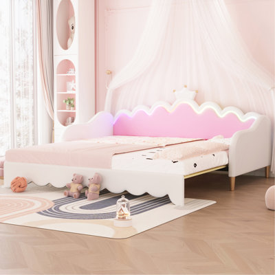 Extending Daybed with LED Lights, Modern Upholstered Princess Daybed by Gemma Violet
