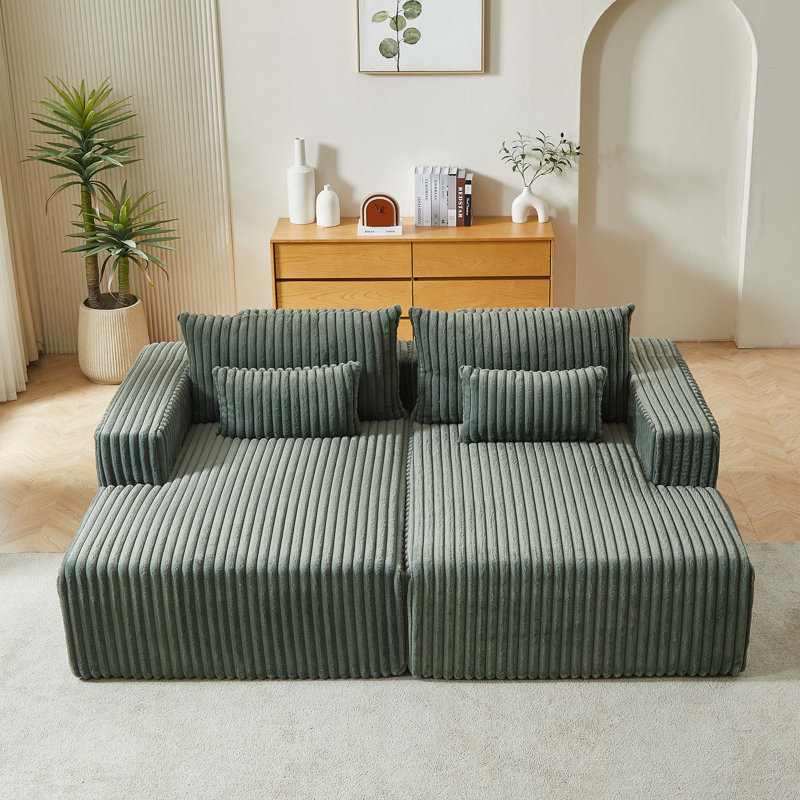 Glauser Oversized Sectional Lounge Chaise,No Assembly Required,Cloud Plush Loveseat with Reclining Sofa Bed,Fluffy Modern Sleeper Chair for Indoor Living Room Bedroom