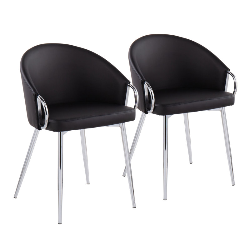 Fauteuils en similicuir de 19,25 po Josie, Chrome, Noir