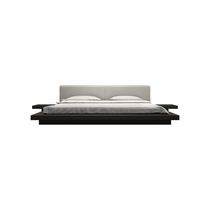 Upholstered Bed, Queen, Walnut/Ecru Fabric