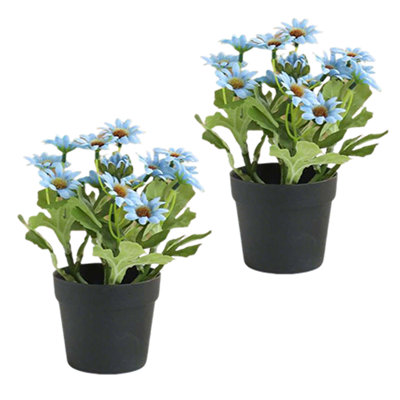 Fleurs artificielles - Paquet de 2 mini fleurs de marguerite en soie pour décoration intérieure
