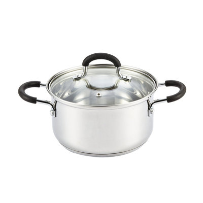 Marmite en acier inoxydable de 3 pintes avec couvercle Cook N Home Professional, marmite avec poignées Stay-Cool, marmite pour pâtes, spaghetti, compatible avec la plupart des cuisinières, va au lave-vaisselle