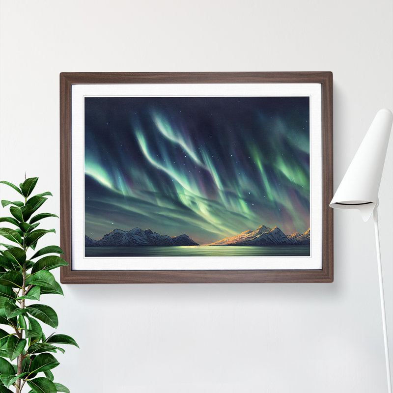 Overwhelming Northern Lights - Framed Print, 46cm H x 64cm W x 2cm D, Walnut