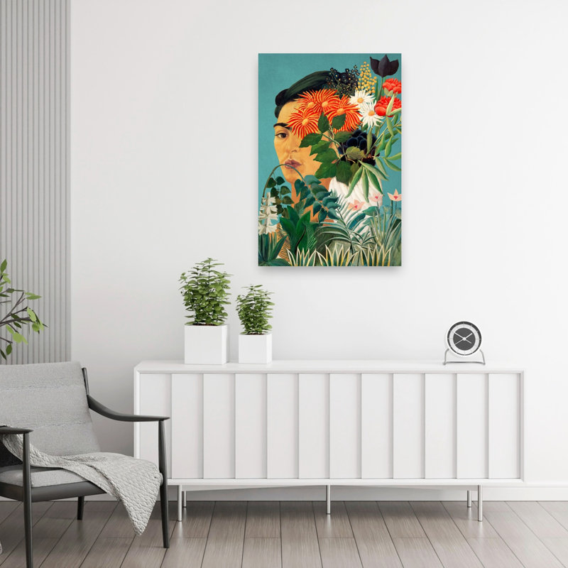 Frida In Henri'S Garden Abstract Flower Landscape Wall Art Print 1 Piece Wrapped Canvas Wall Art, 91.44cm H x 60.96cm W