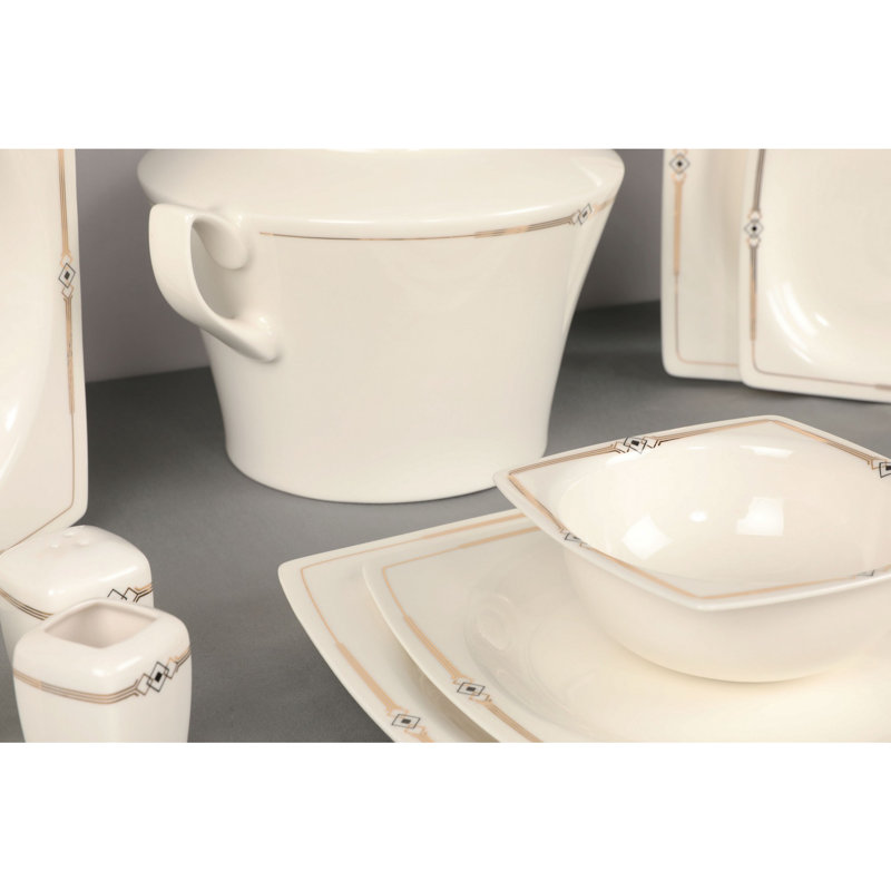 Service de table 62 pièces, service pour 12 Corriveau, Beige/Or