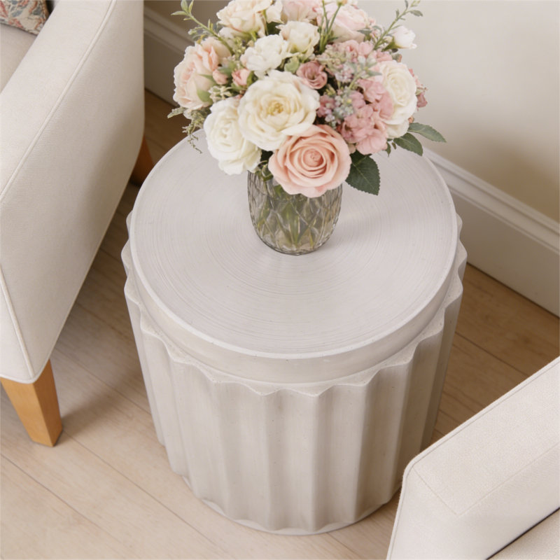 17'' H Modern Round End Table,Earth Tone-Colored