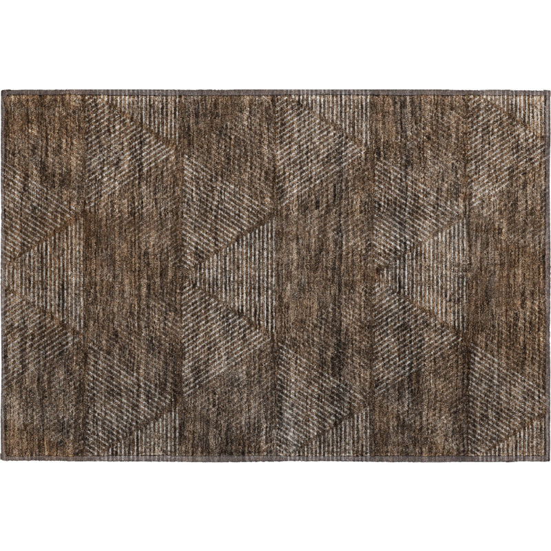 Premium Machine Washable Prisco Brown Rug, Rectangle 1'8" x 2'6"