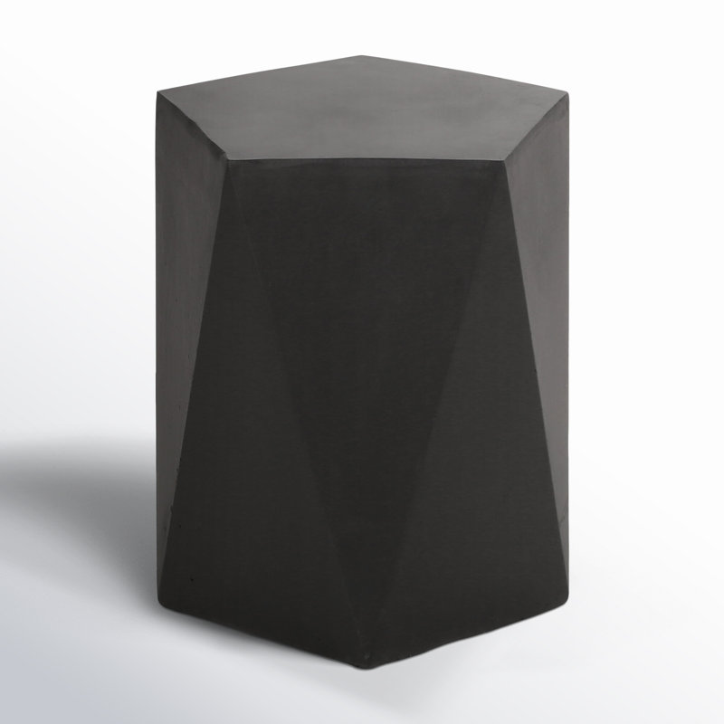 Elyas 16'' Stone Outdoor Side Table, Matte Black
