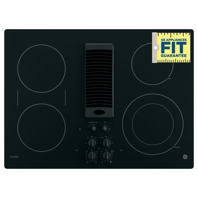 Downdraft Electric Cooktop, Black, Black