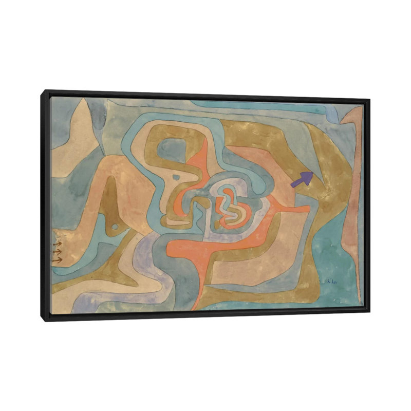 "flying away 1934" par paul klee, reproduction d’art sur toile, L 26 po x H 18 po x P 1,5 po, Toile avec cadre noir