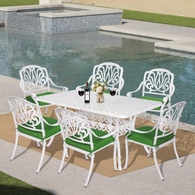 Welara 6 - Person Patio Dining Set Umbrella Hole Included Rectangular Table with Cushions Included