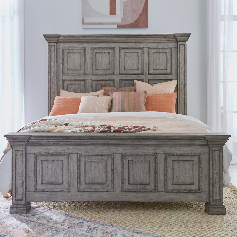 Temple Cloud Standard Panel Bed, King, Gray