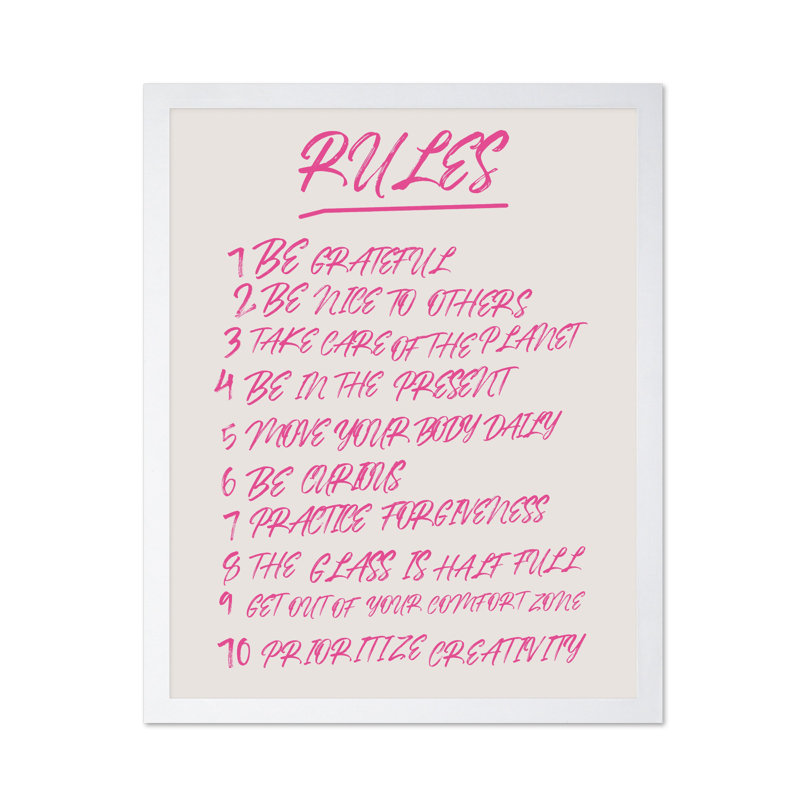 Rules No1, Poster, 18"H x 24"W, White Framed