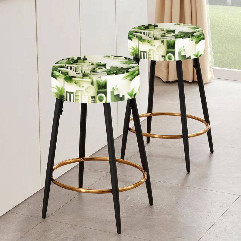 Ensemble de 2 tabourets de bar géométriques Cityscape Botanical Oasis
