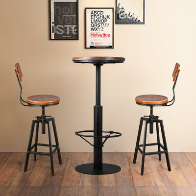 2 - Person Solid Wood Top Pedestal Dining Set