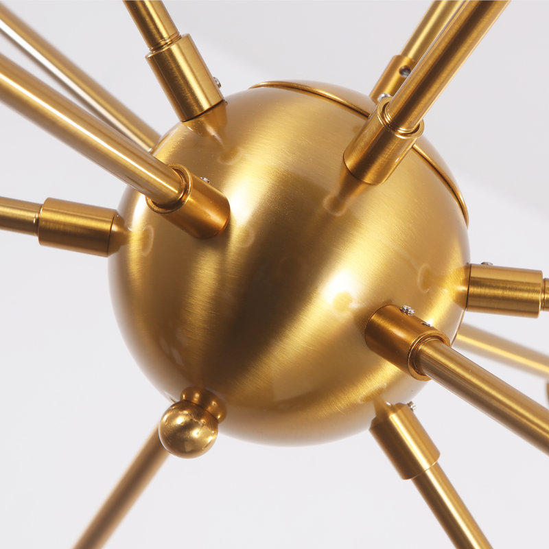 Carvey 10 Light Dimmable Sputnik Sphere Chandelier Modern Farmhouse Chandelier, Kitchen Light Fixtures Pendant, Brass Gold