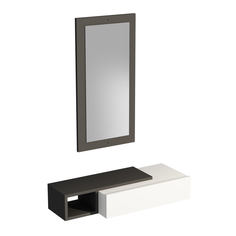 Console Table and Mirror Set 82cm Houts, Anthracite, White