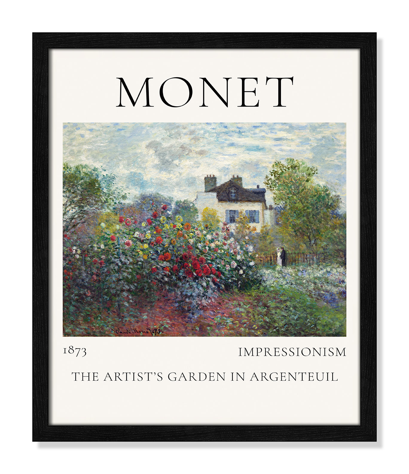 Rocchetto "Artists Garden in Argenteuil" Print, Black Single Picture Frame, No, 19" H x 16" W x 0.75" D