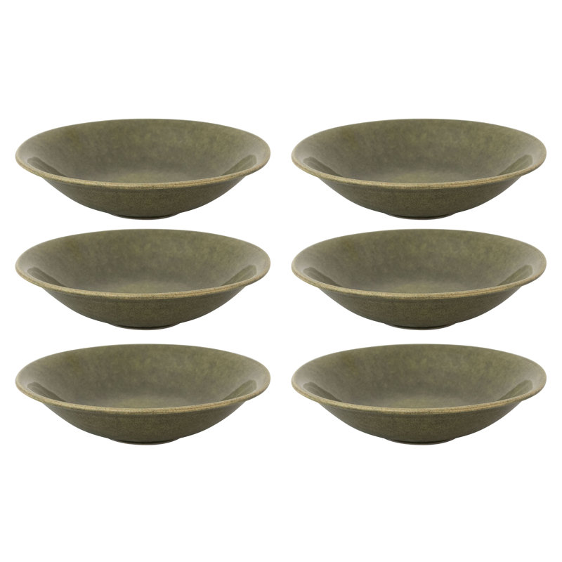 Round Stoneware Low Bowls In Reactive Glaze