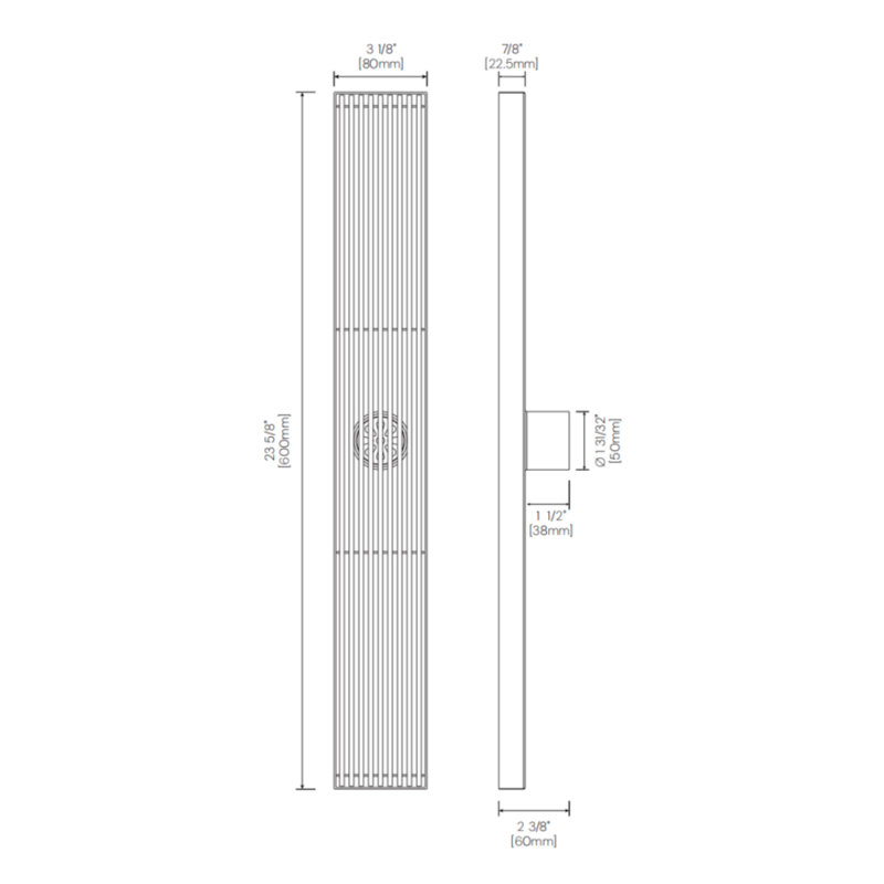 24 Inch Tile-In Linear Shower Drain, Stainless Steel Floor Drain, Brushed Nickel