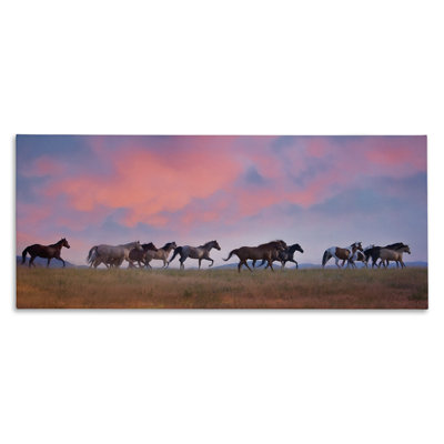 Wild Horses Running at Sunset Meadow by PHBurchett - Photograph Print -  Stupell Industries, ab-095_cn_20x48
