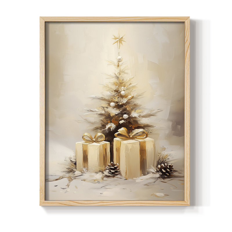Art des Fêtes de Noël - Série 2 - CECXLV III, reproduction d'art encadrée - bois massif, H 15 po x l 12 po, Naturel