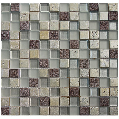 Carreau de mosaïque en verre à bord droit