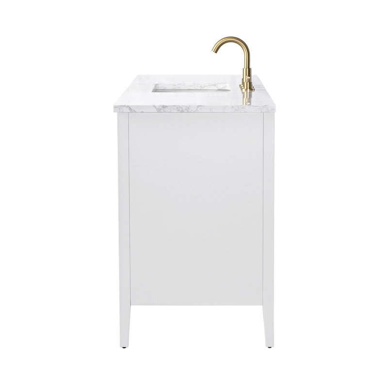 Emma 60" W Single Vanity, White/Brushed Bronze