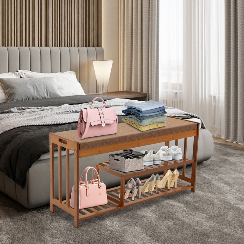 Banc de rangement pour chaussures d'entrée, étagère à chaussures avec siège rembourré