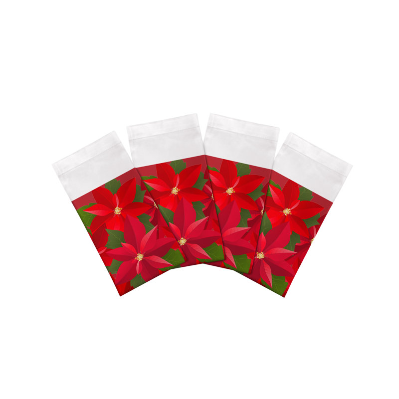 Christmas Poinsettia Cotton Sateen Dinner Napkins