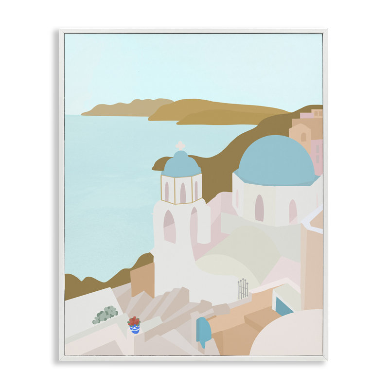 Coastal Santorini Vibes, giclée encadrée, design par Anna Quach, H 20 po x l 16 po