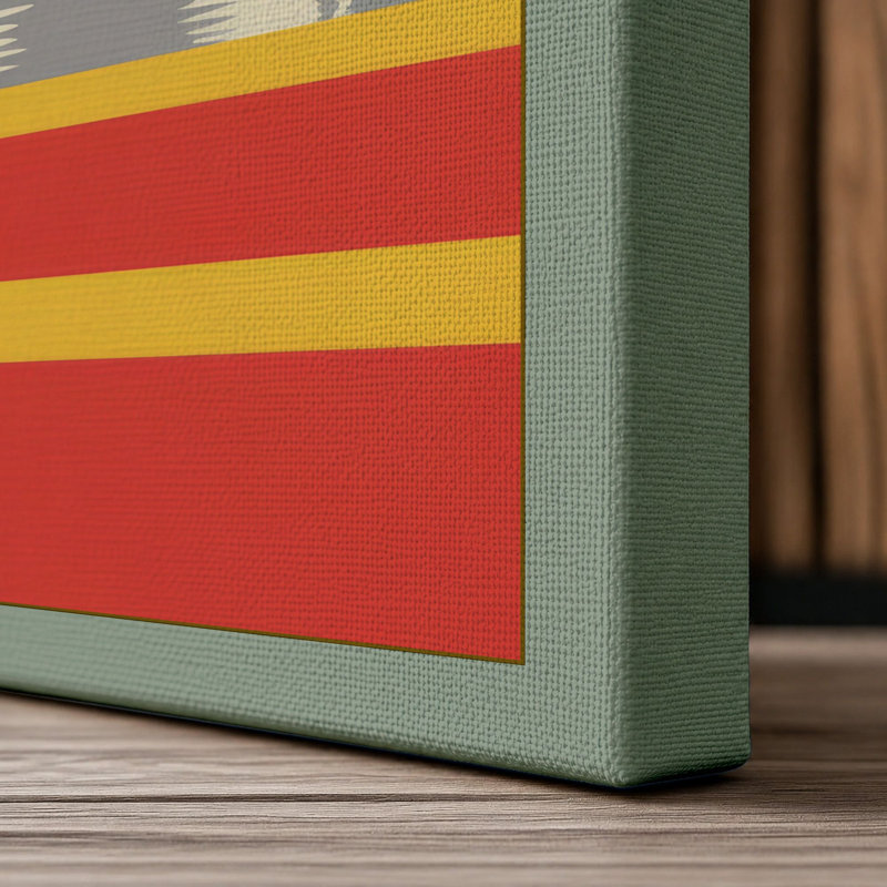 Mountains and Geometry Modern - Wrapped Canvas, 36x24 - 91.4 x 61.0 cm, Sage Border