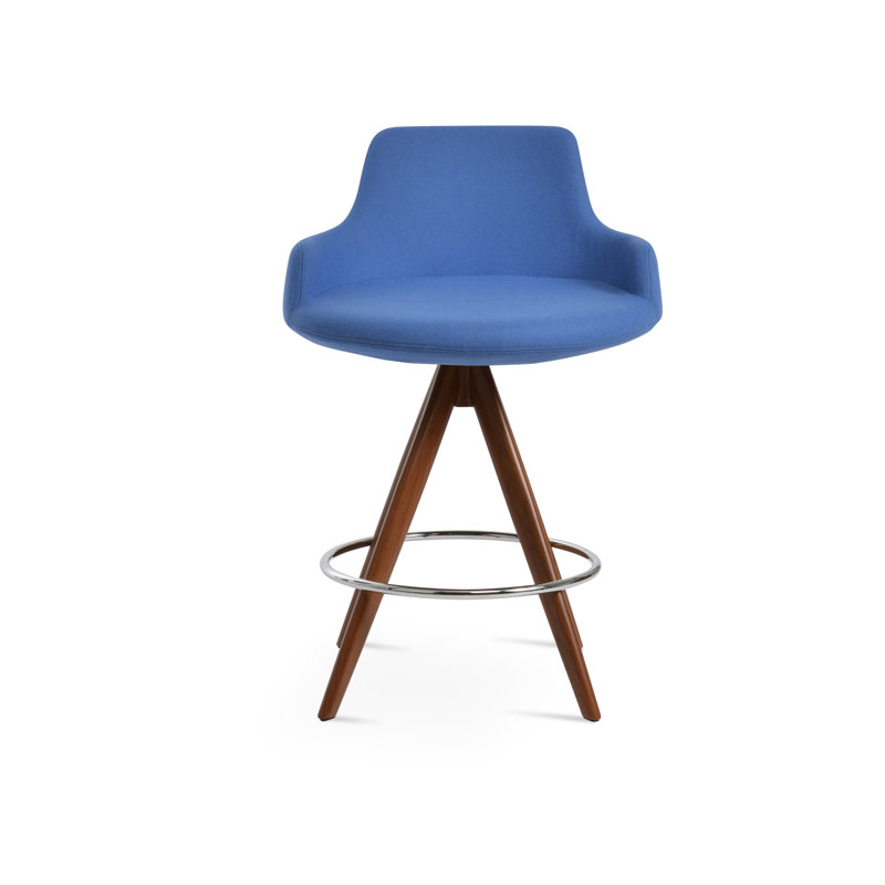 Tabouret de derviche, Bleu ciel, Noyer, Tabouret de bar (siège d'une hauteur de 29,5 po)