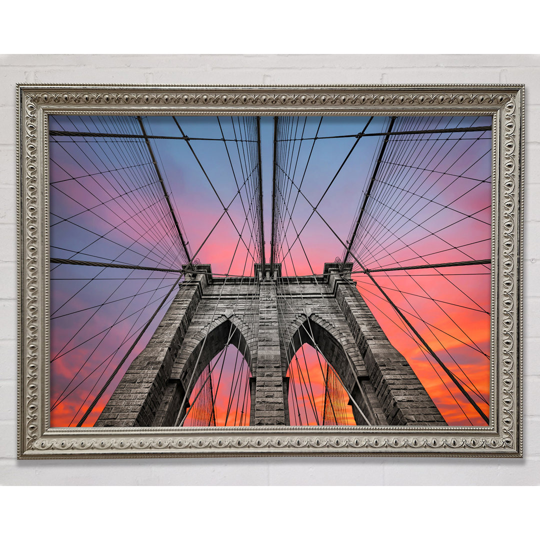 Feuerhimmel über der Brooklyn Bridge - Druck