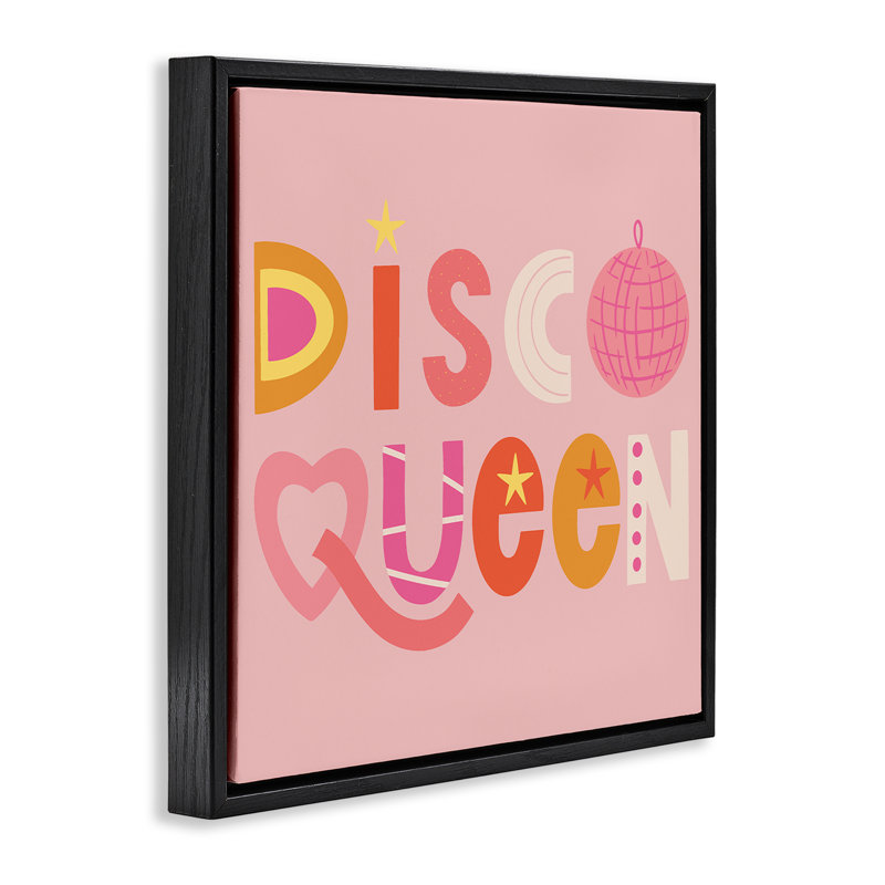 Cadre flottant rose pastel Disco Queen, design par Sazerelli Designs, Cadre flottant noir de jais, H 18 po x l 18 po
