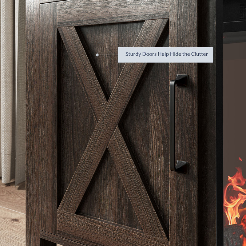 Claycomo TV Stand for TVs up to 65" with Fireplace Included, Dark Walnut